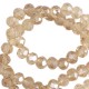 Faceted glass beads 3x2mm disc Latte beige-pearl shine coating